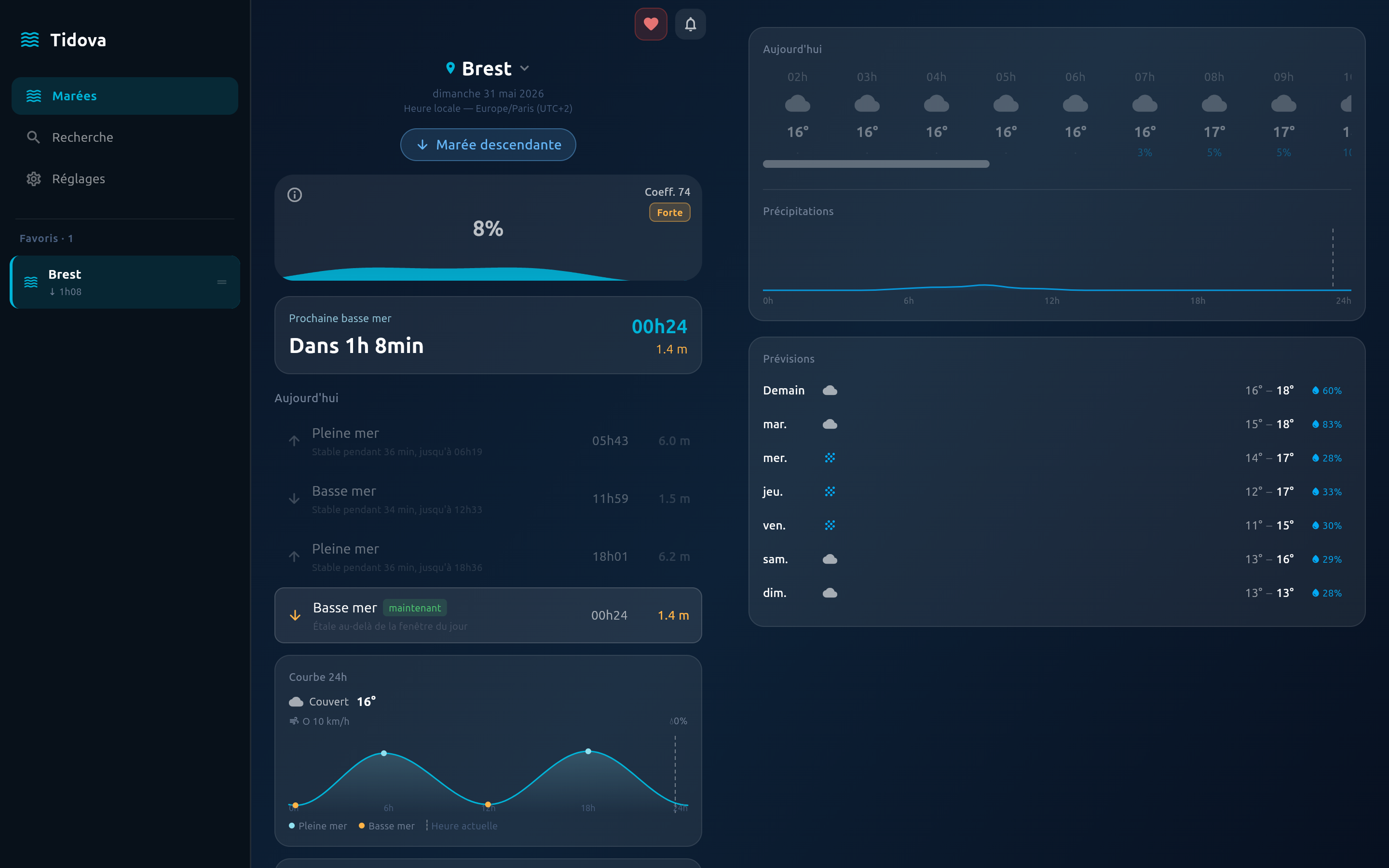Capture d'écran Tidova — Vue Mac